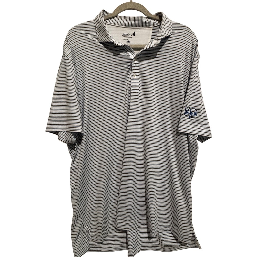 Johnnie-O Mens XL Striped Performance Polo Shirt We-Ko-Pa Golf Club Blue Black